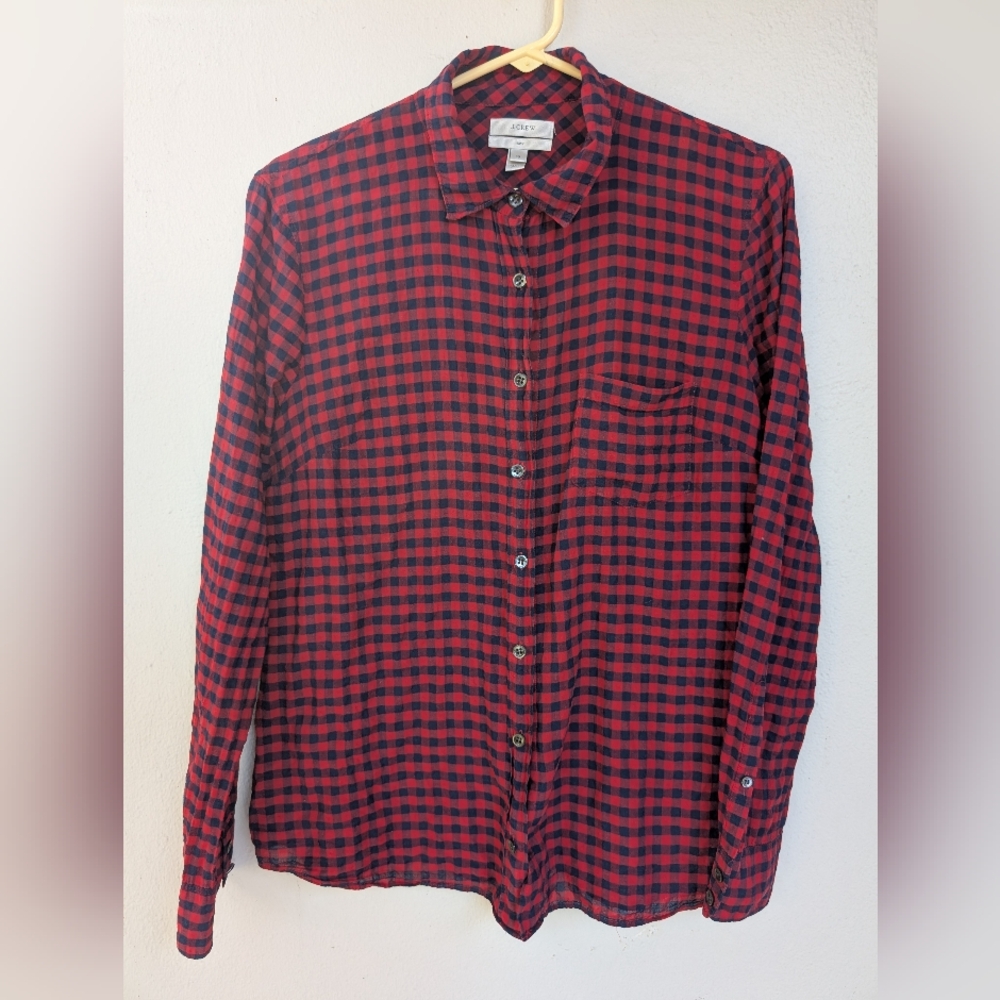 J. Crew Women's' Red and Black Checkered Shirt